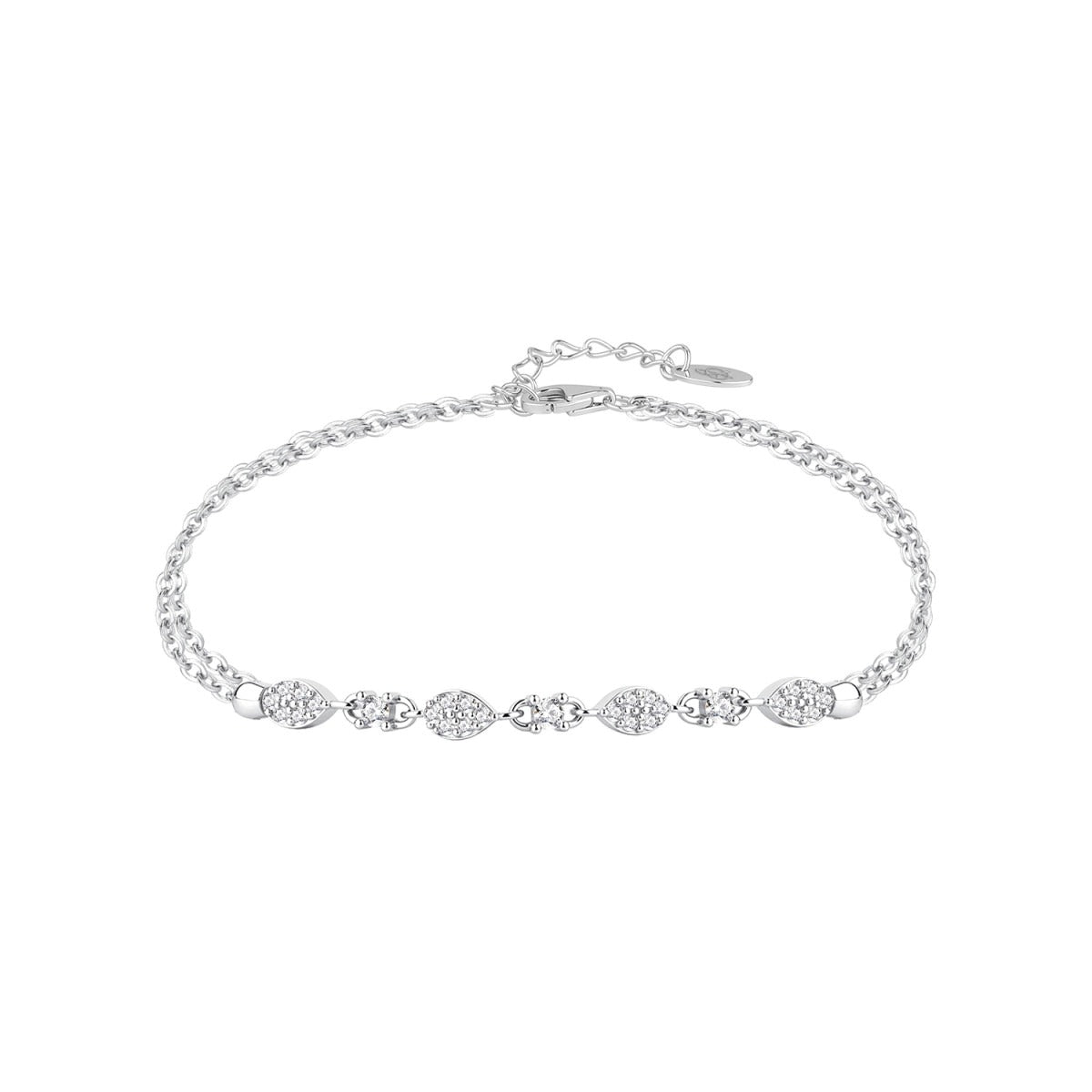 Pulsera de plata de ley con rosetones de circonitas