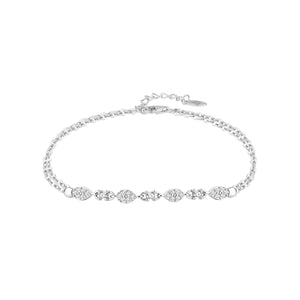 Pulsera de plata de ley con rosetones de circonitas