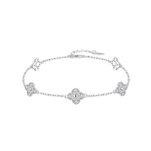 Pulsera de plata de ley con tréboles de circonitas