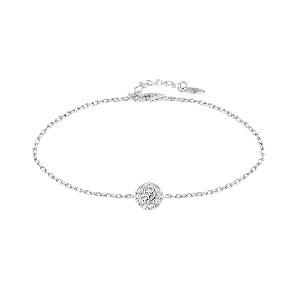 Pulsera de plata de ley con motivo circular de 6 mm y circonitas blancas