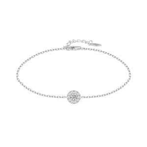 Pulsera de plata de ley con motivo circular de 6 mm y circonitas blancas