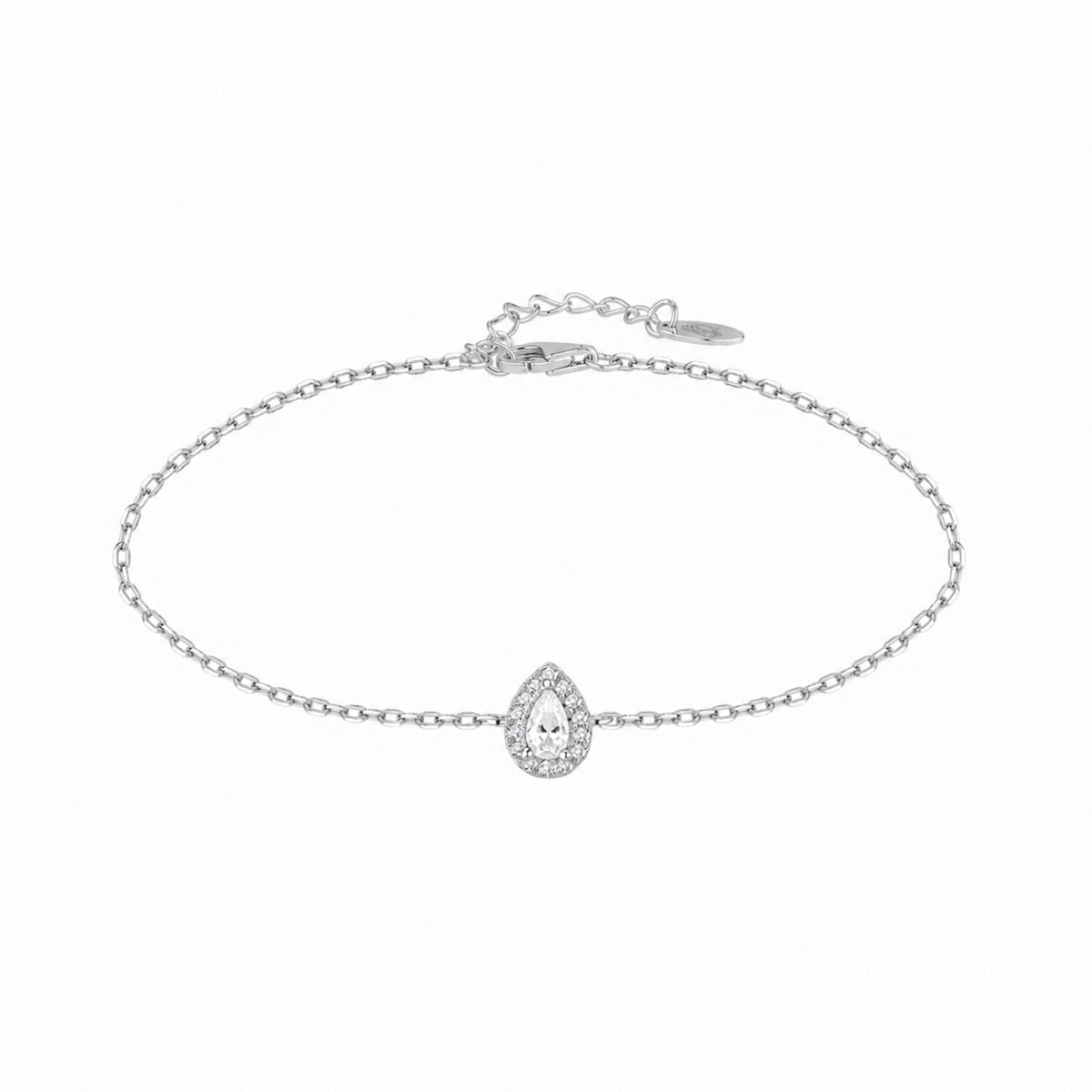 Pulsera de plata de ley con motivo de gota de 5x7 mm y circonitas blancas