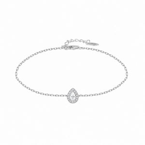 Pulsera de plata de ley con motivo de gota de 5x7 mm y circonitas blancas