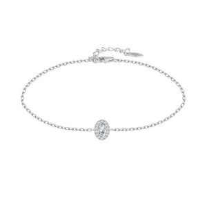 Pulsera de plata de ley con motivo ovalado de 5x7 mm y circonitas blancas