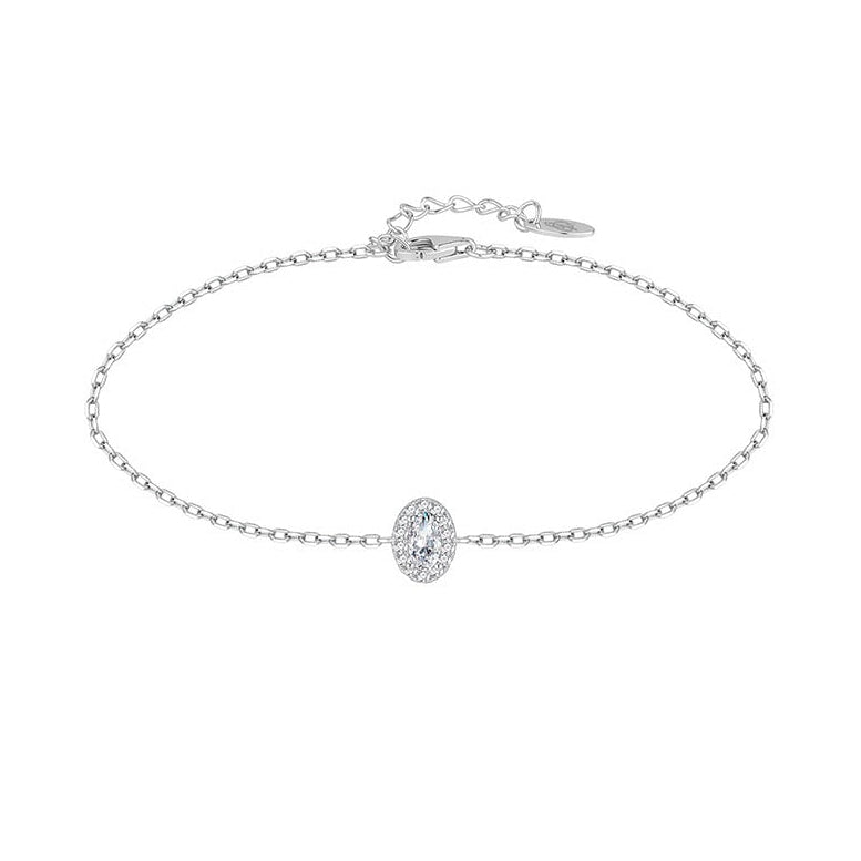 Pulsera de plata de ley con motivo ovalado de 5x7 mm y circonitas blancas