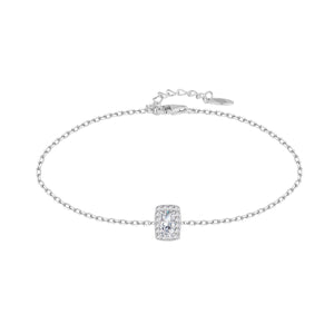 Pulsera de plata de ley con motivo cuadrado de 5x7 mm y circonitas blancas