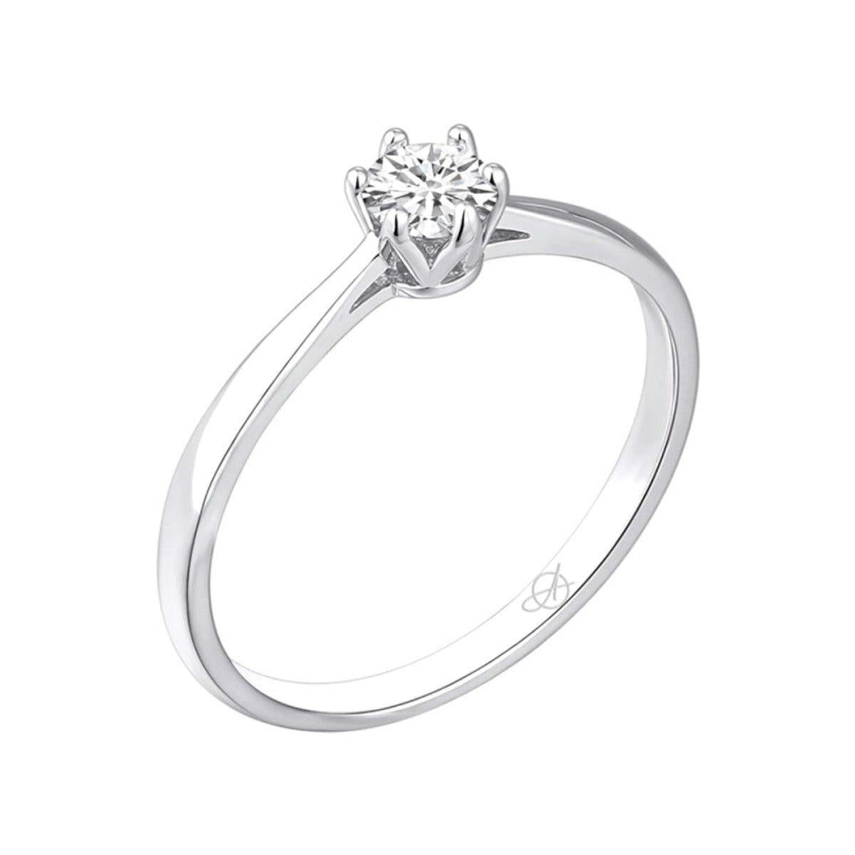 Solitario de plata de ley con circonita de 4 mm en seis garras