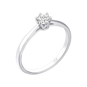 Solitario de plata de ley con circonita de 4 mm en seis garras