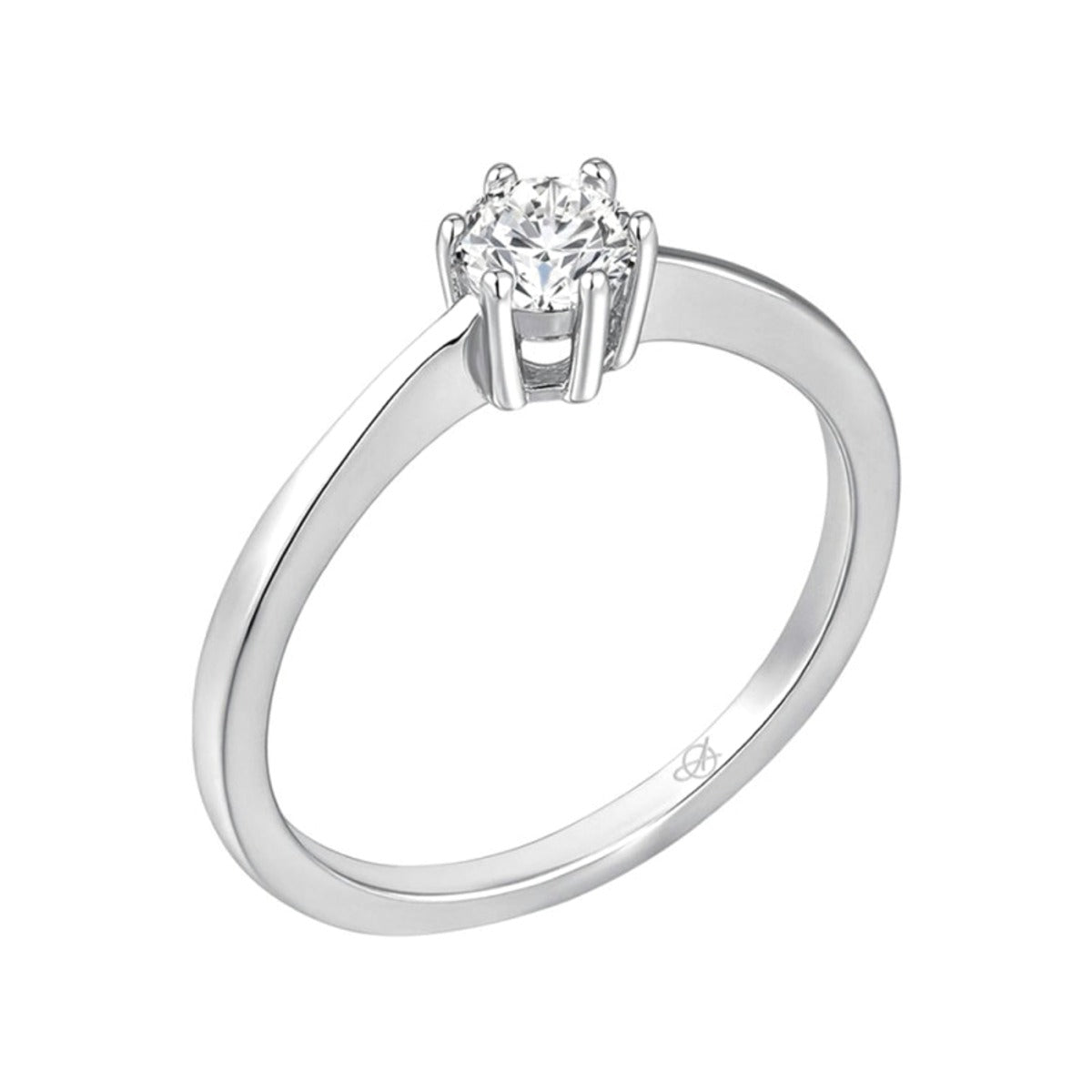 Solitario de plata de ley con circonita de 4,50 mm en seis garras