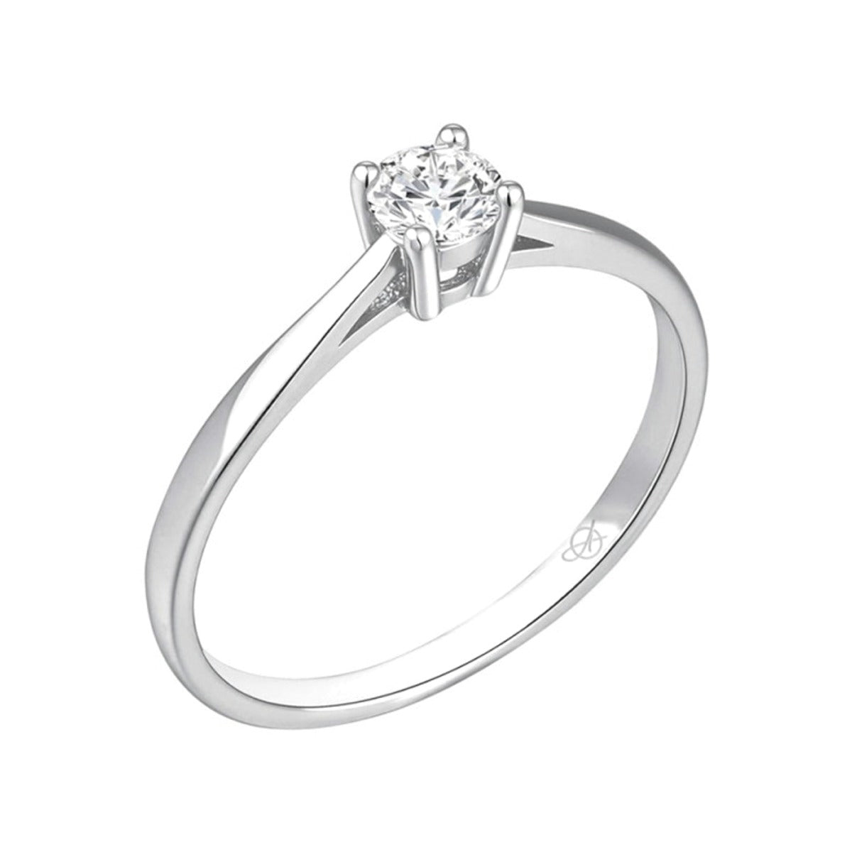 Solitario de plata de ley con circonita de 4 mm y aro liso