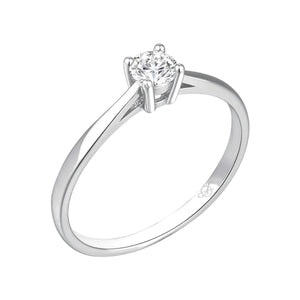 Solitario de plata de ley con circonita de 4 mm y aro liso