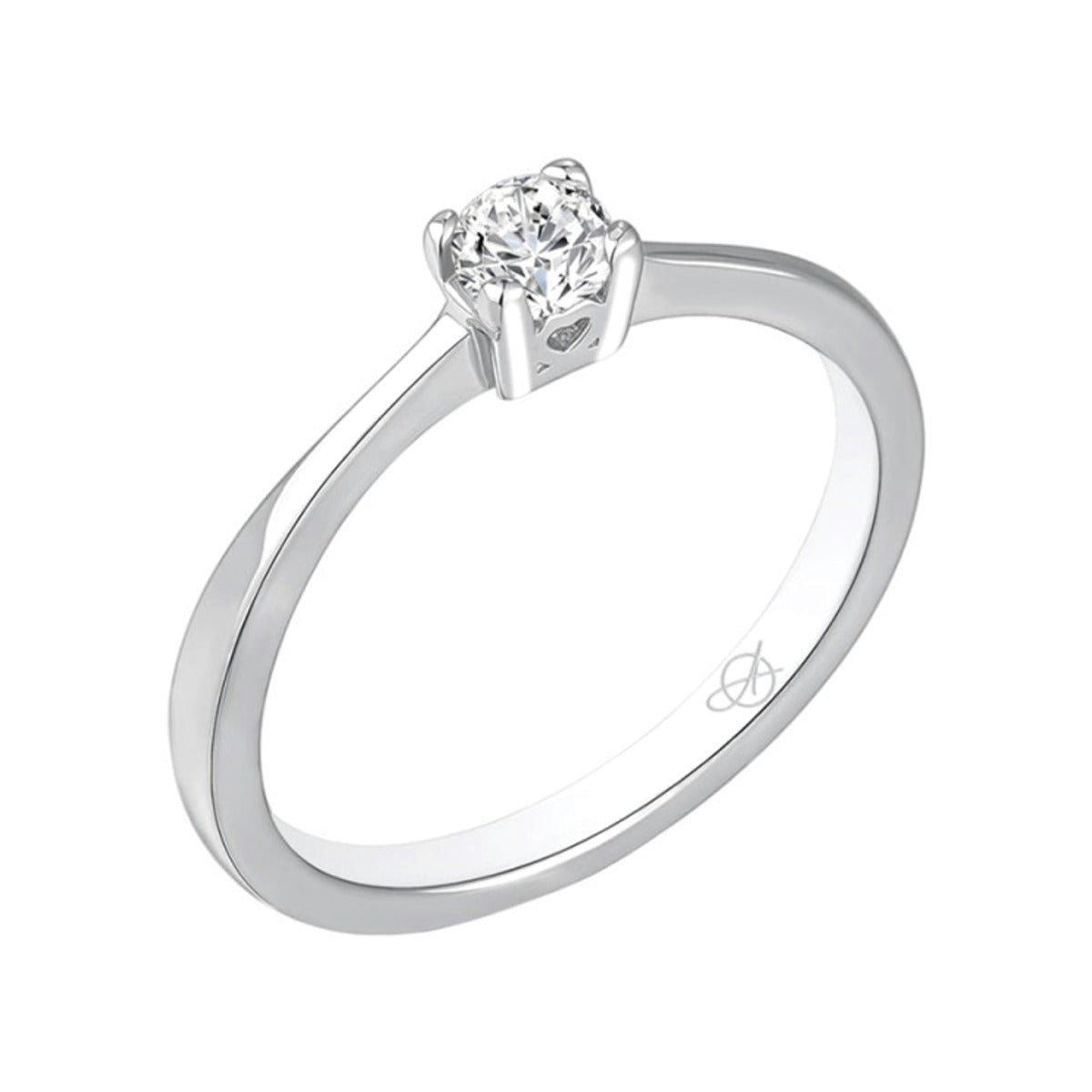 Solitario de plata de ley de 4 mm con brazo de circonitas