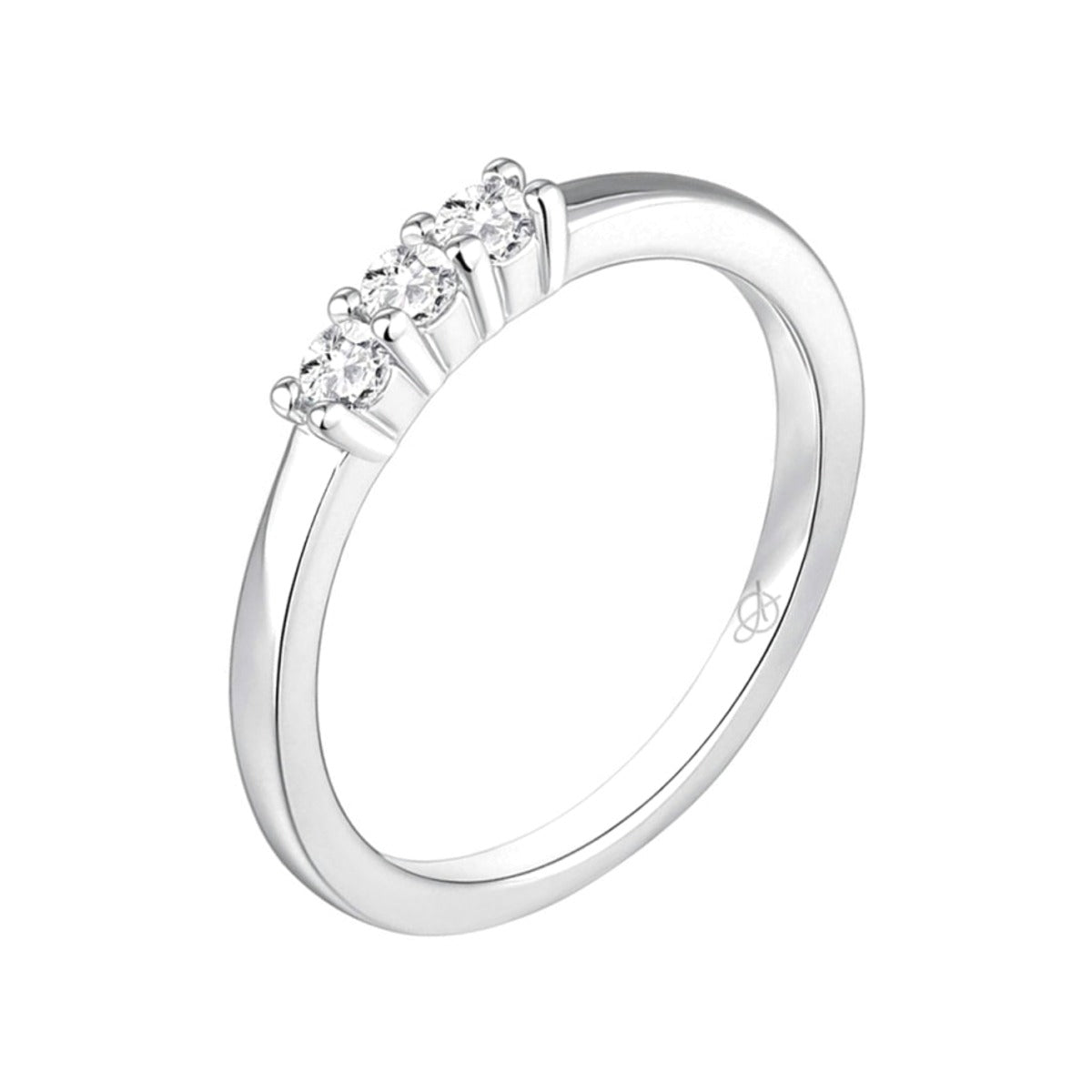 Anillo de plata de ley 925 tresillo con tres circonitas de 2,50 mm
