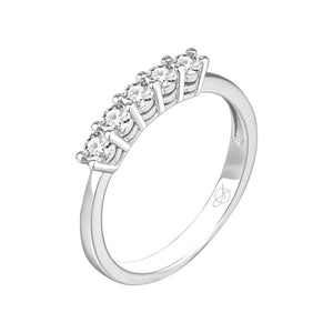 Anillo de plata de ley 925 con cinco circonitas en línea de 3 mm
