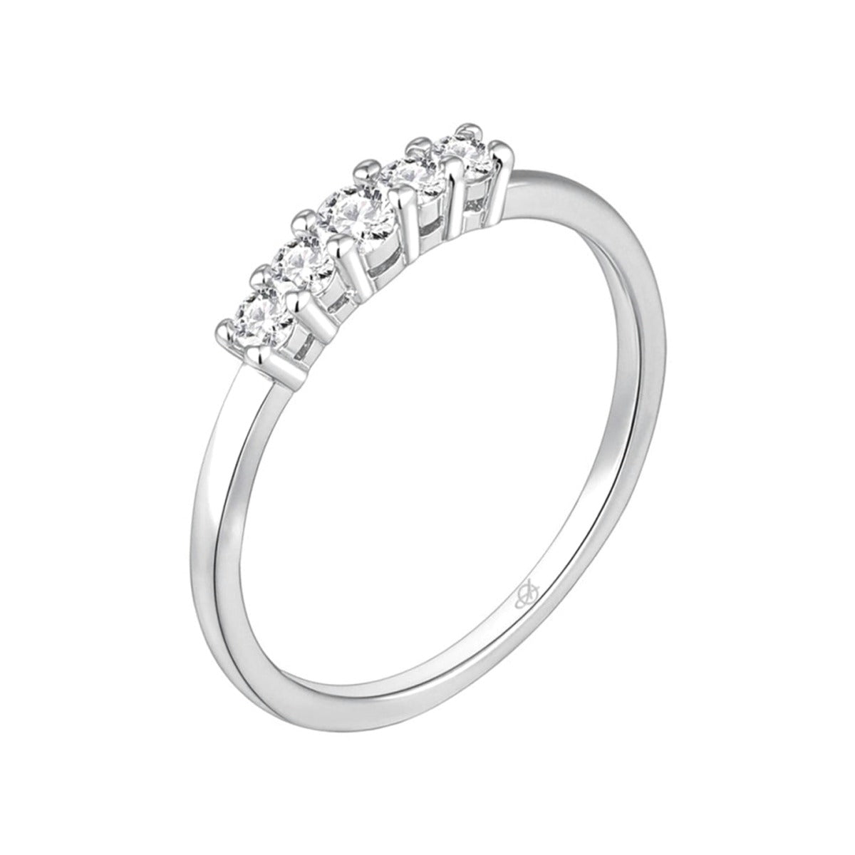 Anillo de plata de ley 925 cinquillo con cinco circonitas de 2,50 mm