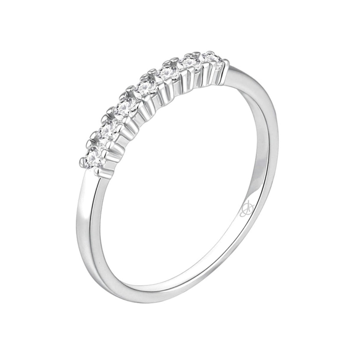 Anillo de plata de ley 925 con siete circonitas en línea de 2,50 mm