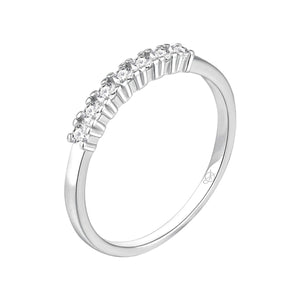 Anillo de plata de ley 925 con siete circonitas en línea de 2,50 mm
