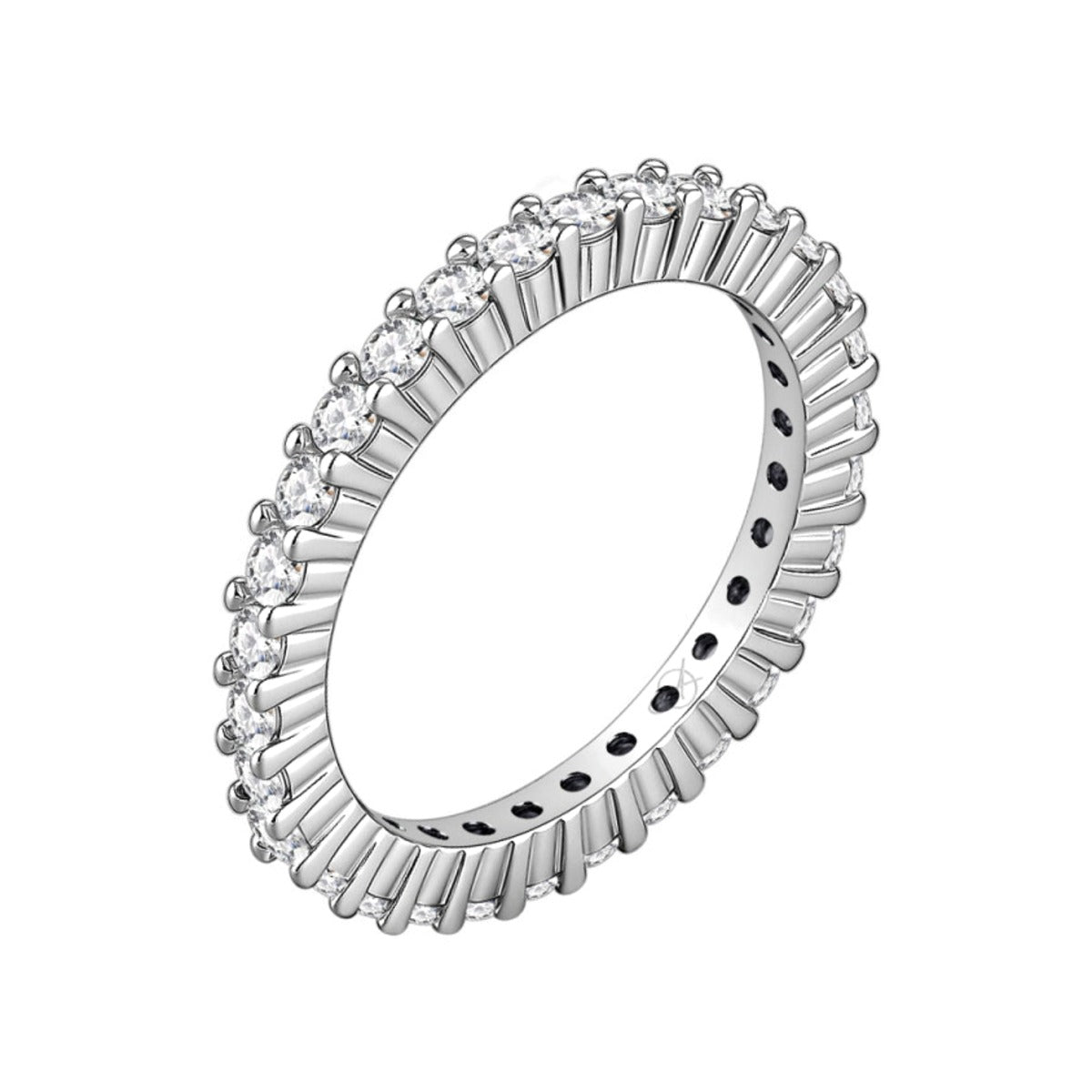 Alianza de plata de ley 925 tipo eternity con circonitas talla baguette