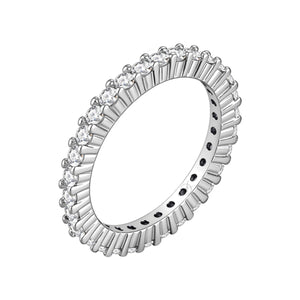 Alianza de plata de ley 925 tipo eternity con circonitas talla baguette