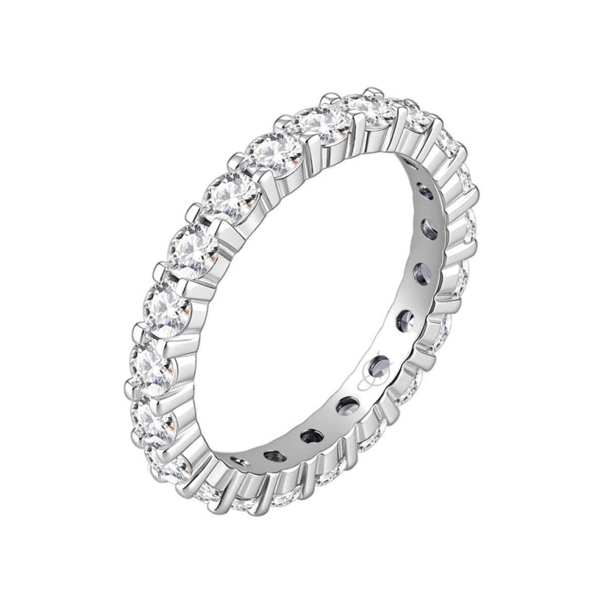 Alianza eternity de plata de ley 925 de 3,10 mm con circonitas engastadas en garras
