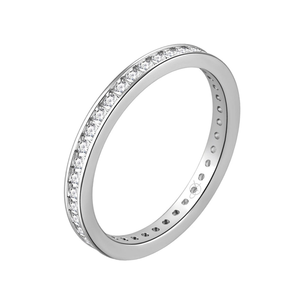 Alianza de plata de ley 925 eternity con circonitas engastadas en carril