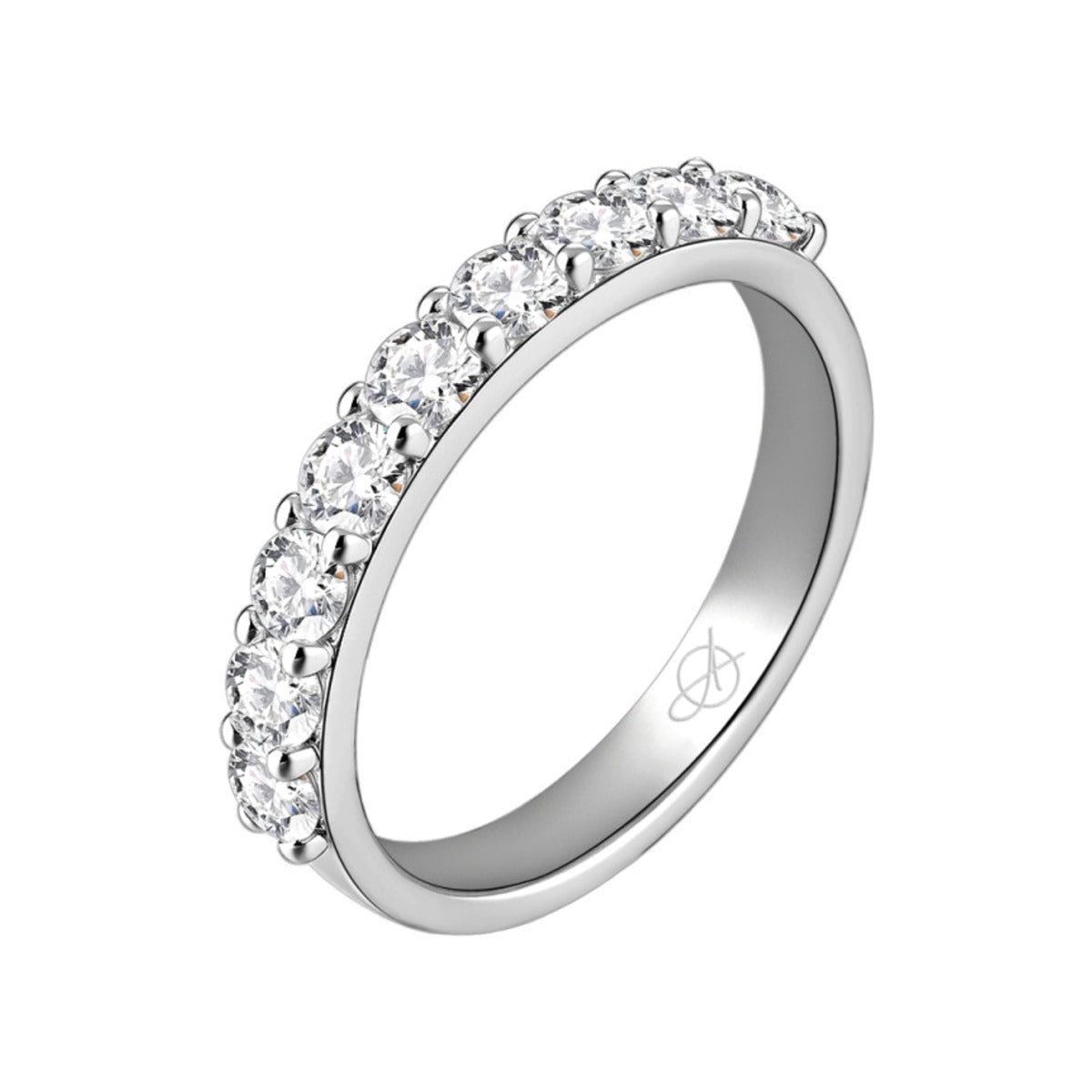 Media alianza de plata de ley 925 con circonitas en garras de 3,20 mm