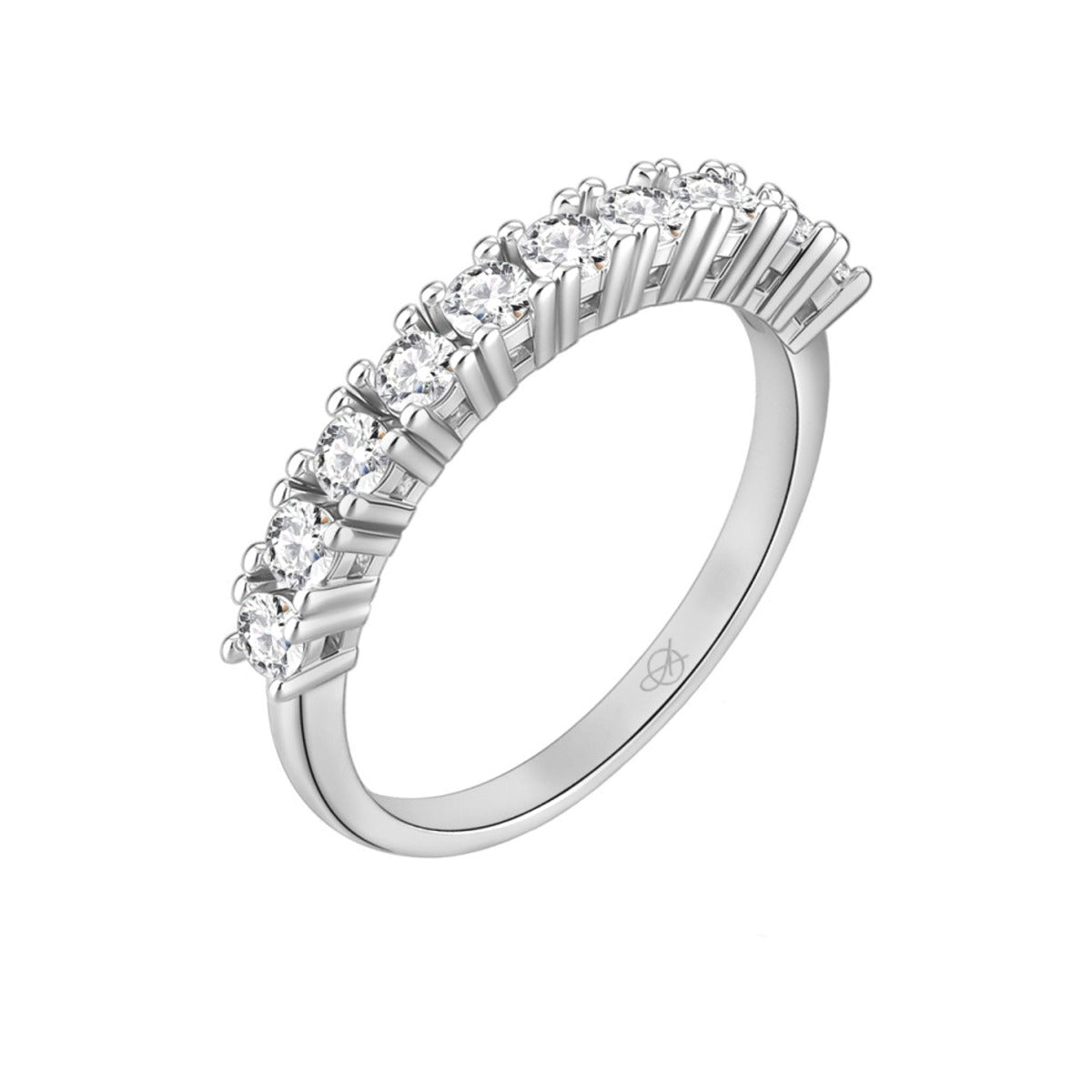 Media alianza de plata de ley 925 de 3 mm con circonitas en garras