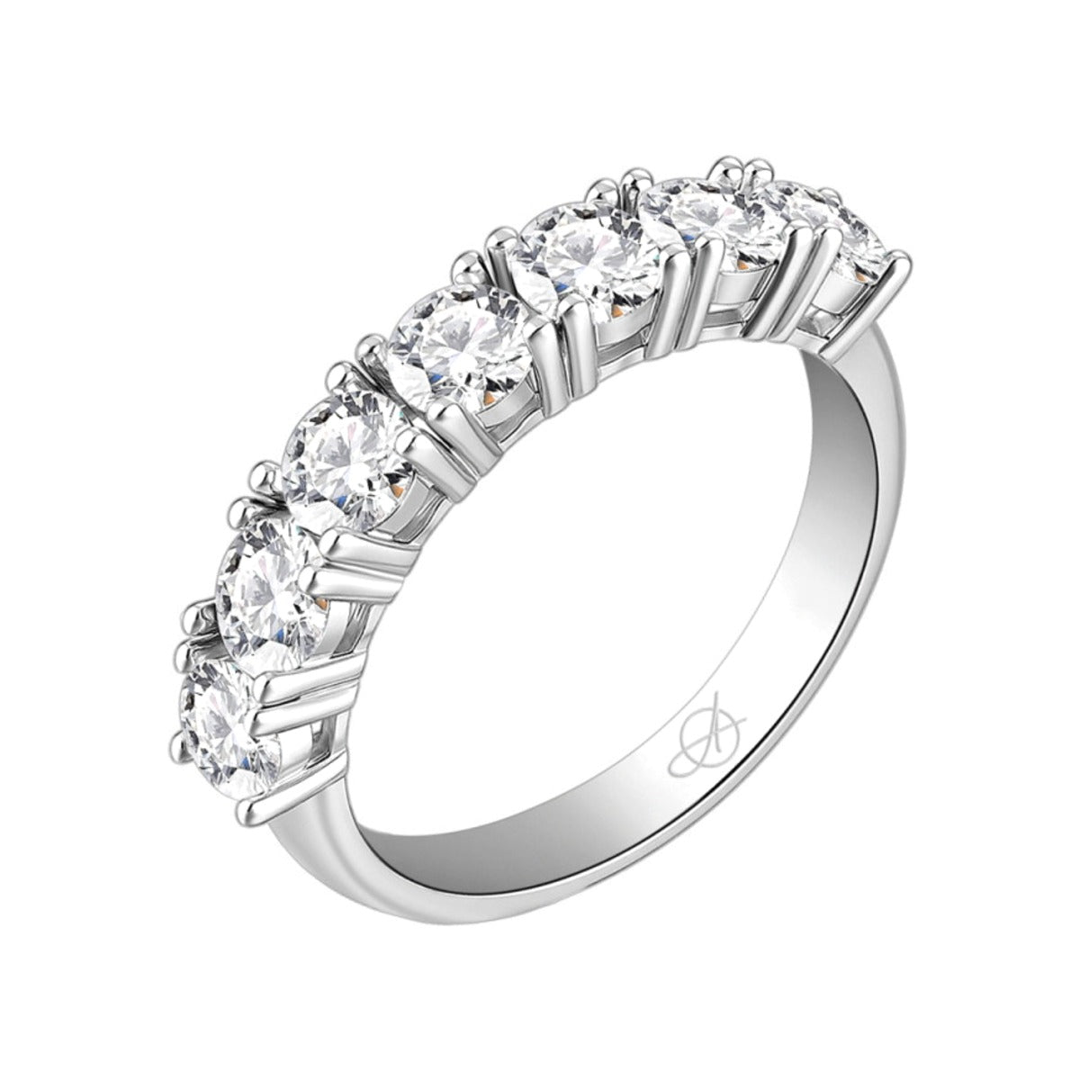 Media alianza de plata de ley 925 de 4 mm con circonitas grandes en garras