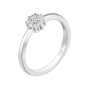 Anillo de plata de ley 925 con rosetón de ocho puntas de circonitas de 6 mm