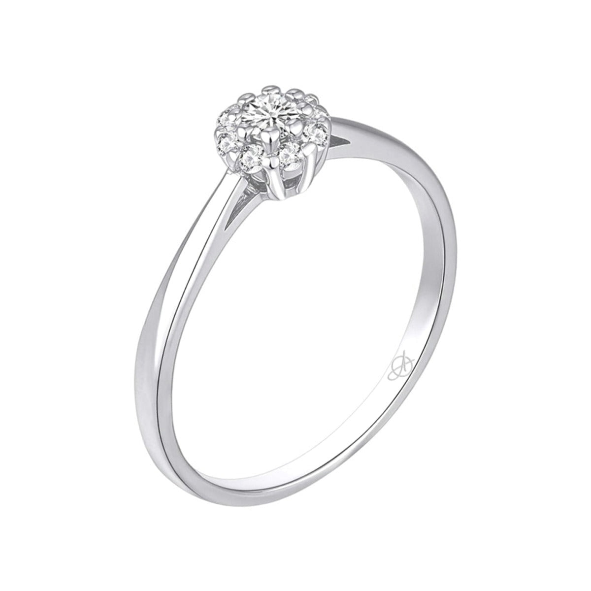 Anillo de plata de ley 925 con rosetón de circonitas de 4 mm