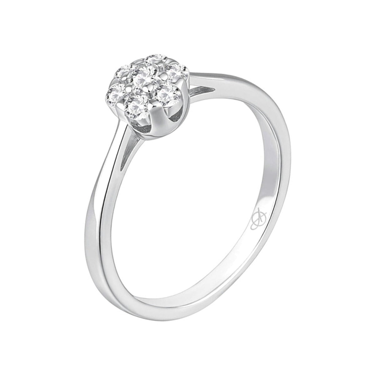 Anillo de plata de ley 925 con rosetón de circonitas de 5 mm
