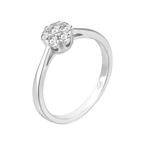 Anillo de plata de ley 925 con rosetón de circonitas de 5 mm