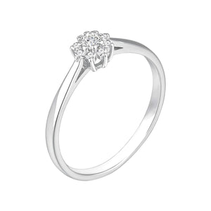 Anillo de plata de ley 925 con rosetón de ocho puntas de circonitas de 4 mm
