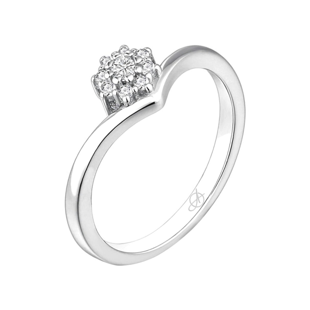 Anillo de plata de ley 925 con rosetón orlado de circonitas de 4 mm