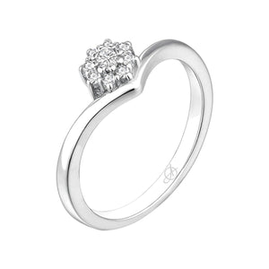 Anillo de plata de ley 925 con rosetón orlado de circonitas de 4 mm
