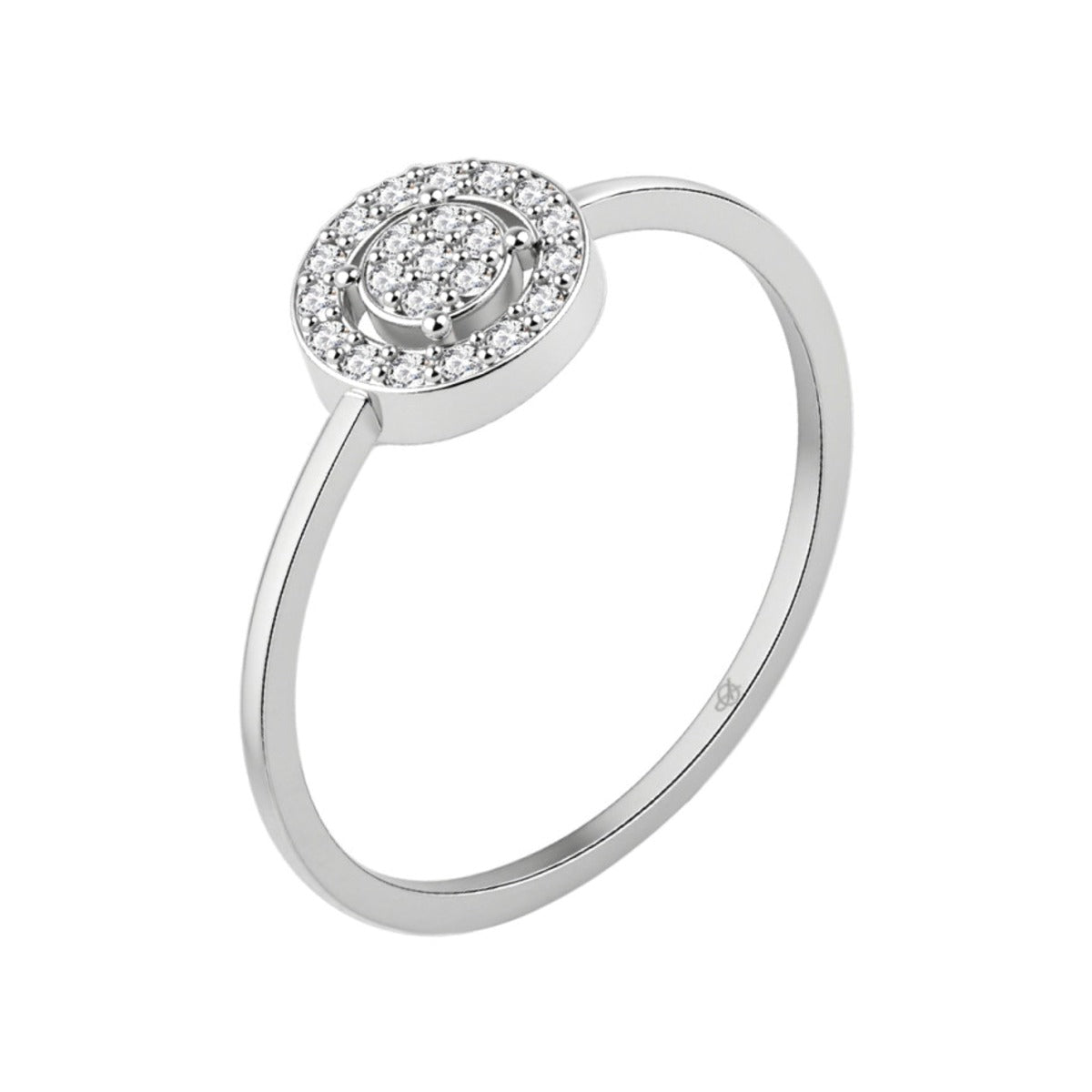Anillo de plata de ley 925 con circonita central orlada en círculo