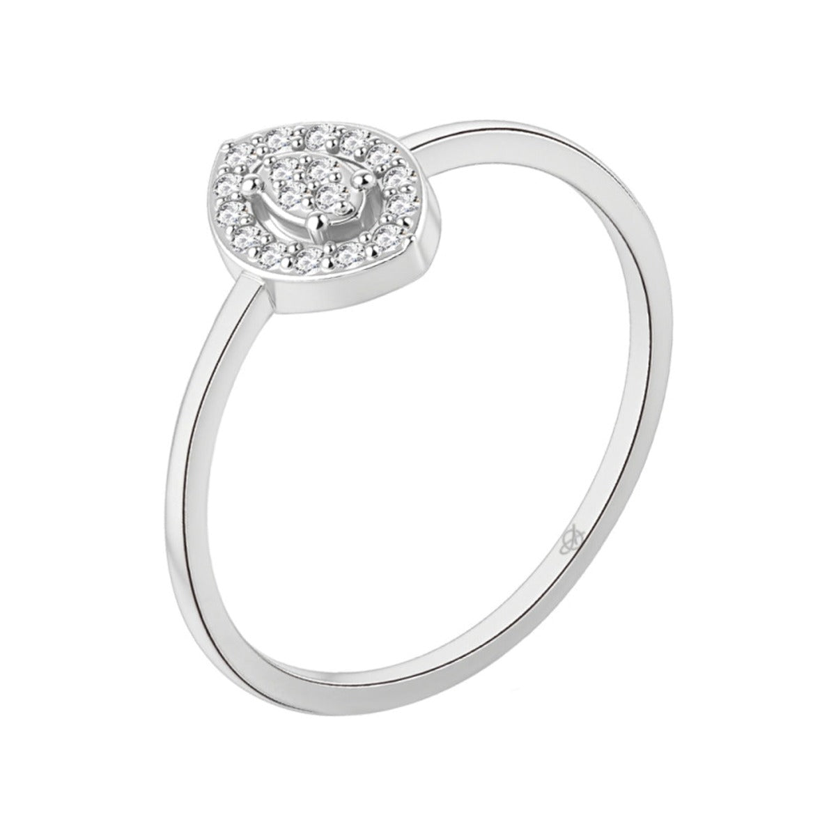 Anillo de plata de ley 925 con circonita talla navette orlada