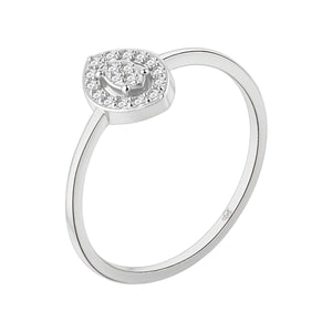 Anillo de plata de ley 925 con circonita talla navette orlada