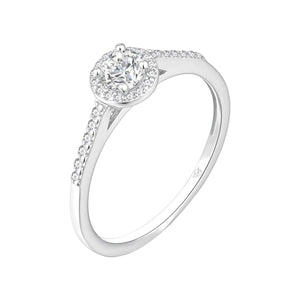 Anillo de plata de ley 925 con circonita redonda de 5 mm y brazos de circonitas