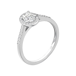 Anillo de plata de ley 925 con circonita oval y brazos de circonitas