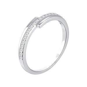 Anillo de plata de ley 925 de doble brazo con circonita central de 4 mm