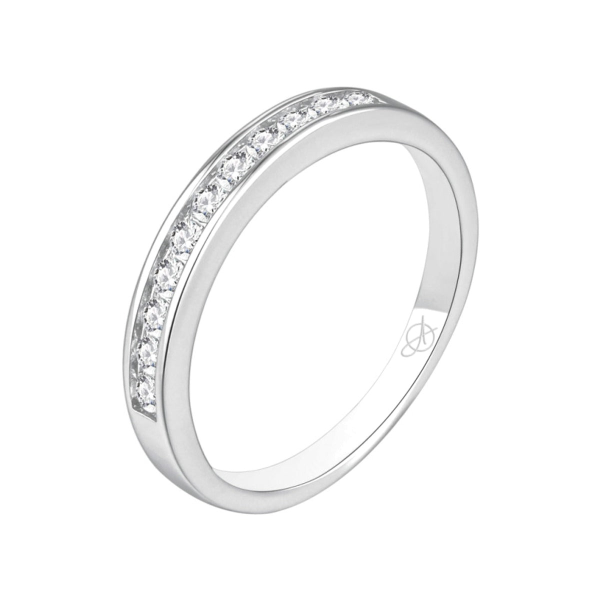 Anillo de plata de ley 925 con medio carril de circonitas de 3 mm