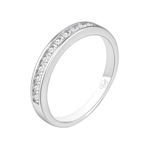 Anillo de plata de ley 925 con medio carril de circonitas de 3 mm