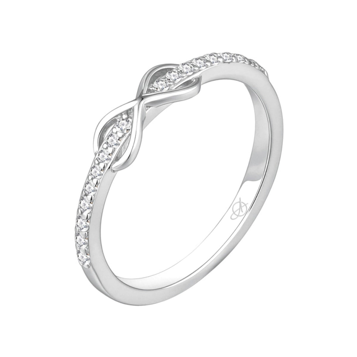 Anillo de plata de ley 925 con símbolo del infinito de circonitas