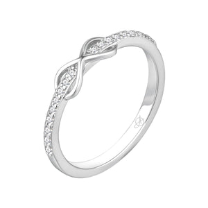 Anillo de plata de ley 925 con símbolo del infinito de circonitas