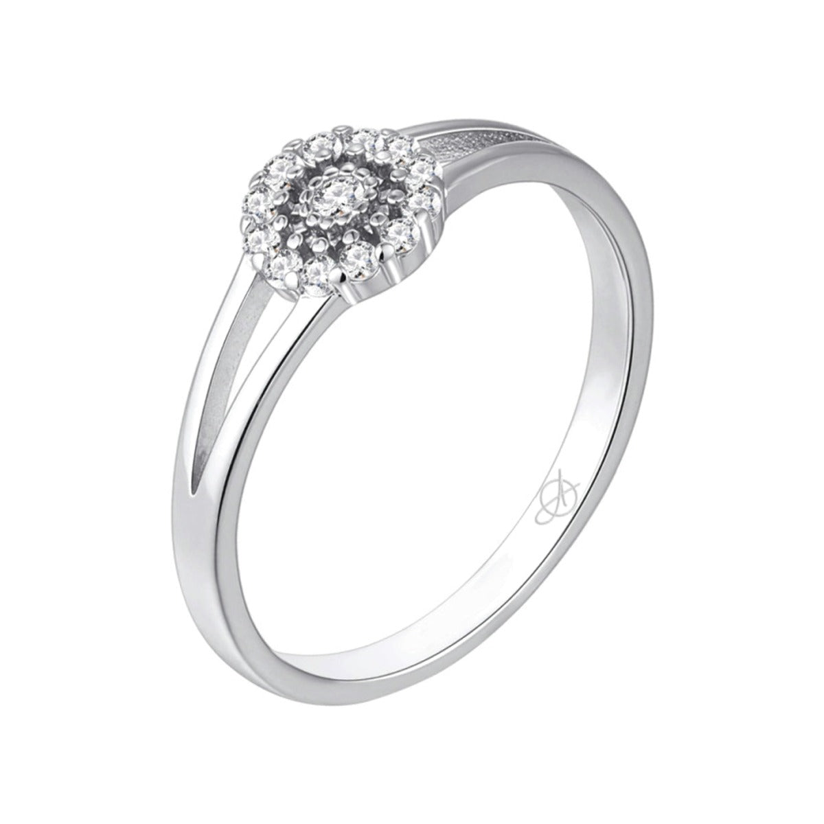 Anillo de plata de ley 925 con dibujo de sol de circonitas