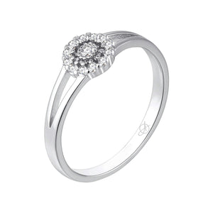 Anillo de plata de ley 925 con dibujo de sol de circonitas