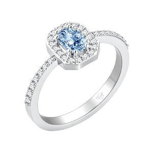 Anillo de plata de ley 925 con circonita aguamarina y orla en forma de corazón