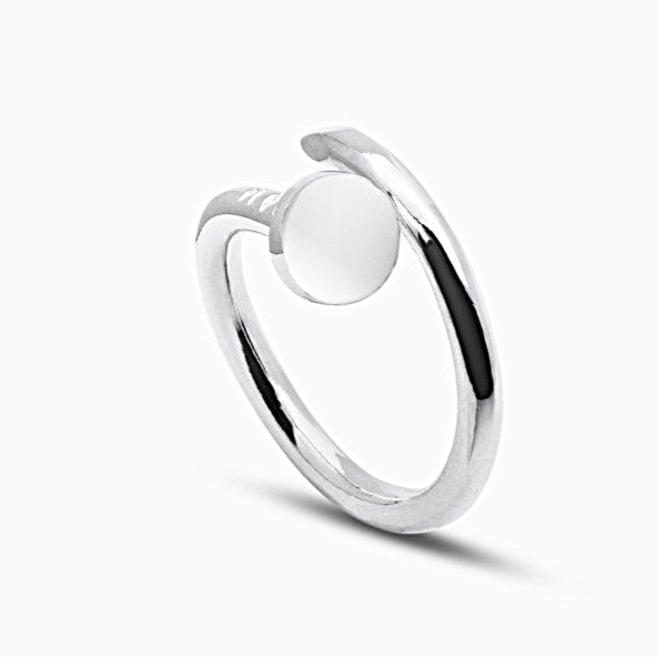 Anillo de Plata de Ley en forma de clavo en rodio o chapado oro foto