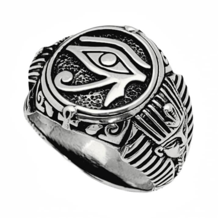 Anillo de plata de ley sello egipcio faraón